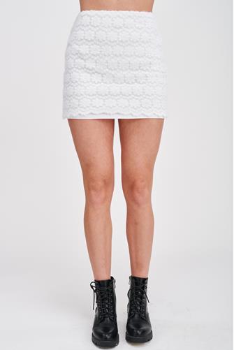 Twiggy Floral Mini Skirt White