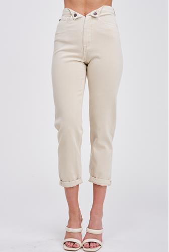 Game On Fold Over Jeans Cream