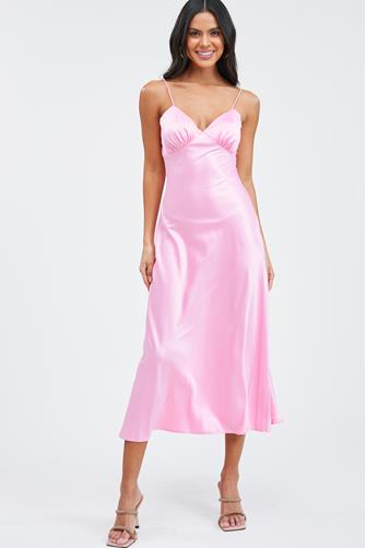 Alana Satin Slip Dress Pink