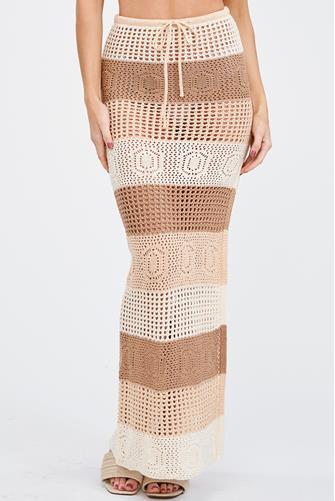 Woodstock Crochet Maxi Skirt Tan