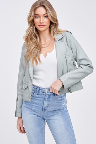 Blank NYC Fairy Dust Faux Leather Jacket Light Green