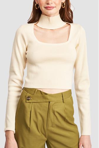 Turtleneck Cut Out Sweater White
