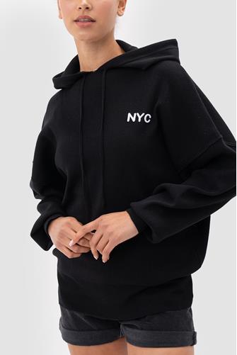 NYC Crop Hooded Sweatshirt Black