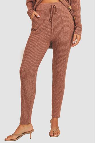 Ribbed Sweater Pants Rust