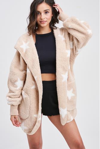 Starry Eyed Teddy Jacket Taupe