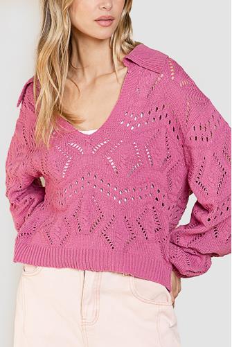 Open Knit Sweater Pink