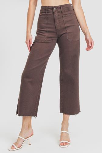 Wide Leg Crop Jeans Brown