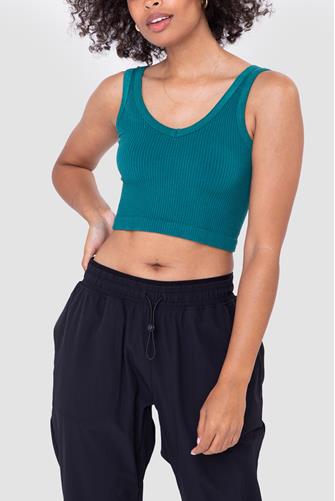 Ribbed Crop Tank Top Turquoise