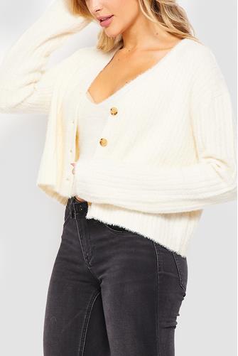 Button Front Cardigan Ivory