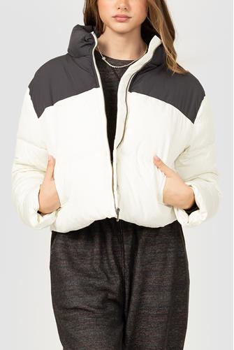 Two-Tone Puffer Jacket White