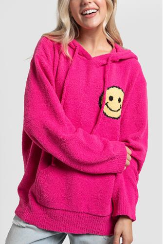 Ultra Soft Smiley Sweater Neon Pink