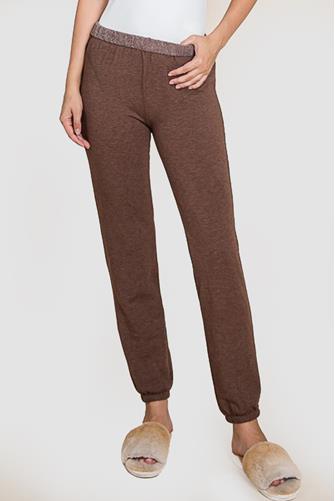 Fold Over Jogger Pants Brown