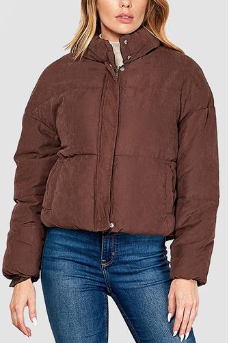 Faux Suede Sherpa Lined Jacket Brown