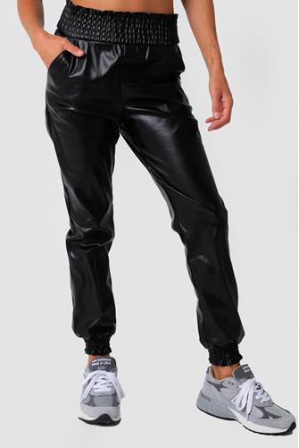 Faux Leather Jogger Pants Black