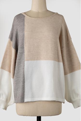 Colorblock Sweater Natural 