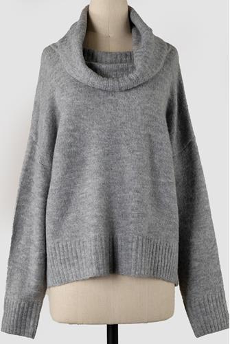 Oversized Turtleneck Sweater Gray