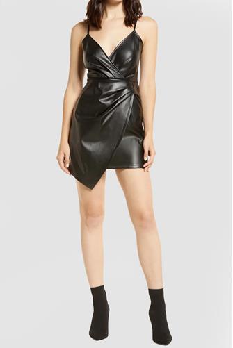 Faux Leather Mini Dress Black