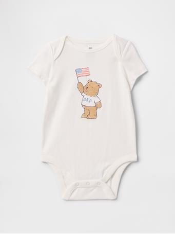 GAP - Baby Brannan Bear Americana Logo Bodysuit NEW OFF WHITE