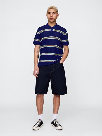 GAP - Textured Crochet Polo Shirt BLUE STRIPE