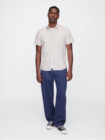 GAP - Stretch Poplin Shirt in Standard Fit NAVY KHAKI STRIPE