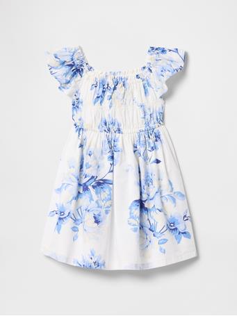 GAP - Baby & Toddler Flutter-Sleeve Dress SP BLUE TONL FLRL SP25