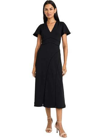 MAGGY LONDON - Flutter Sleeved V-Neck Dress BLACK