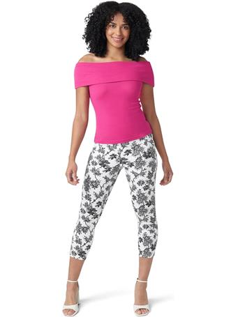 HUE - Ultra Soft High Waist Denim Capri Leggings BLACK/WHITE