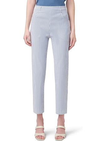 HUE - Women's Stripe Pull on Pants Cigarette Skimmer BLUE STRIPE