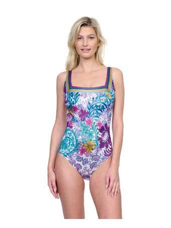 GOTTEX - Bali Full Coverage Square Neck One Piece Swimsuit MULTI
