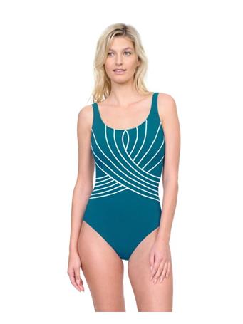 GOTTEX - Embrace Full Coverage Square Neck One Piece Swimsuit TEAL