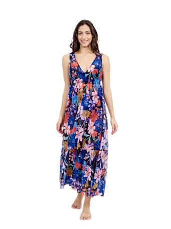 GOTTEX - Melody V Neck Cover Up Maxi Dress BLK MULTI