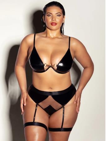 OH LA LA CHERI - 3 Piece Fetish Fatale Bra Set BLACK