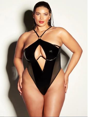 OH LA LA CHERI - Fetish Curvy Fantasy Teddy BLACK