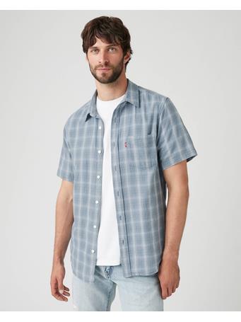 LEVI'S - Short-Sleeve Sunset Cotton Linen One Pocket Shirt BLUE