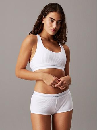 CALVIN KLEIN - Cotton Modal Stretch Rib Boyshort 100 WHITE