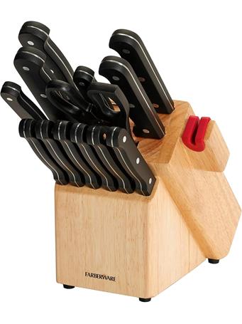 FARBERWARE - 14-Piece Triple-Rivet Knife Block Set BLACK