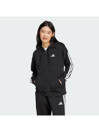 ADIDAS - Essentials 3-Stripes Full-Zip Fleece Hoodie BLACK