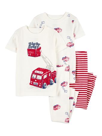 CARTER'S - Toddler 4-Piece Fire Truck Cotton Pajamas RED