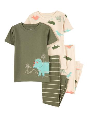 CARTER'S - Toddler 4-Piece Dinosaur Cotton Pajamas OLIVE