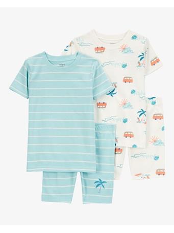 CARTER'S - Toddler Palm Tree Print Snug Fit 4-Piece Pajamas TURQUOISE