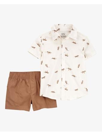 CARTER'S - Toddler 2-Piece Dog Button-Down Shirt Outfit Set BROWN