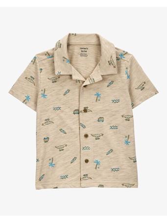 CARTER'S - Toddler Beach Print Knit Short-Sleeve Fashion Top KHAKI