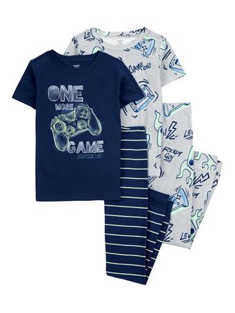 CARTER'S - Kid 4-Piece Gamer Cotton Pajamas NAVY