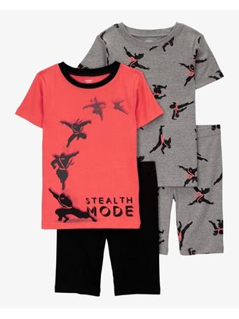 CARTER'S - Kid Ninja Print Snug Fit Cotton 4-Piece Pajamas RED