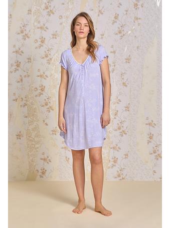 EILEEN WEST - Meadow Lace Tencel Modal Nightshirt LLC/WHT