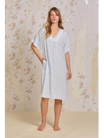 EILEEN WEST - Lavender Fields Ecovero Rayon Caftan WHT/DITS