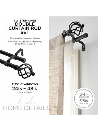 KENNEDY INTERNATIONAL - Twisted Cage Double Curtain Rod BLACK