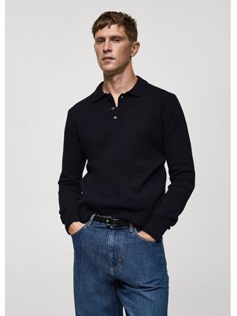 MANGO - Polo Collar Wool Sweater NAVY
