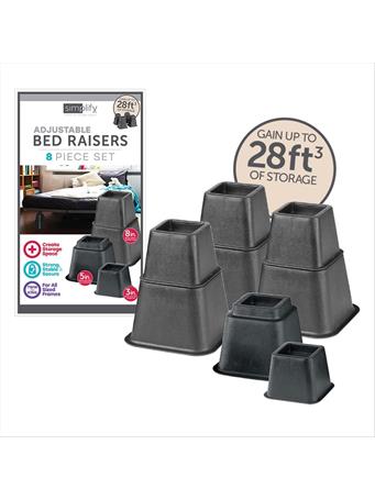 KENNEDY INTERNATIONAL - Adjustable Bed Raisers - 8 Piece Set BLACK