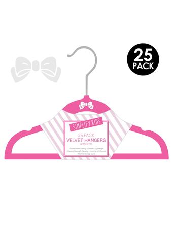 KENNEDY INTERNATIONAL - Kids Velvet Hangers - 25 Pack PINK